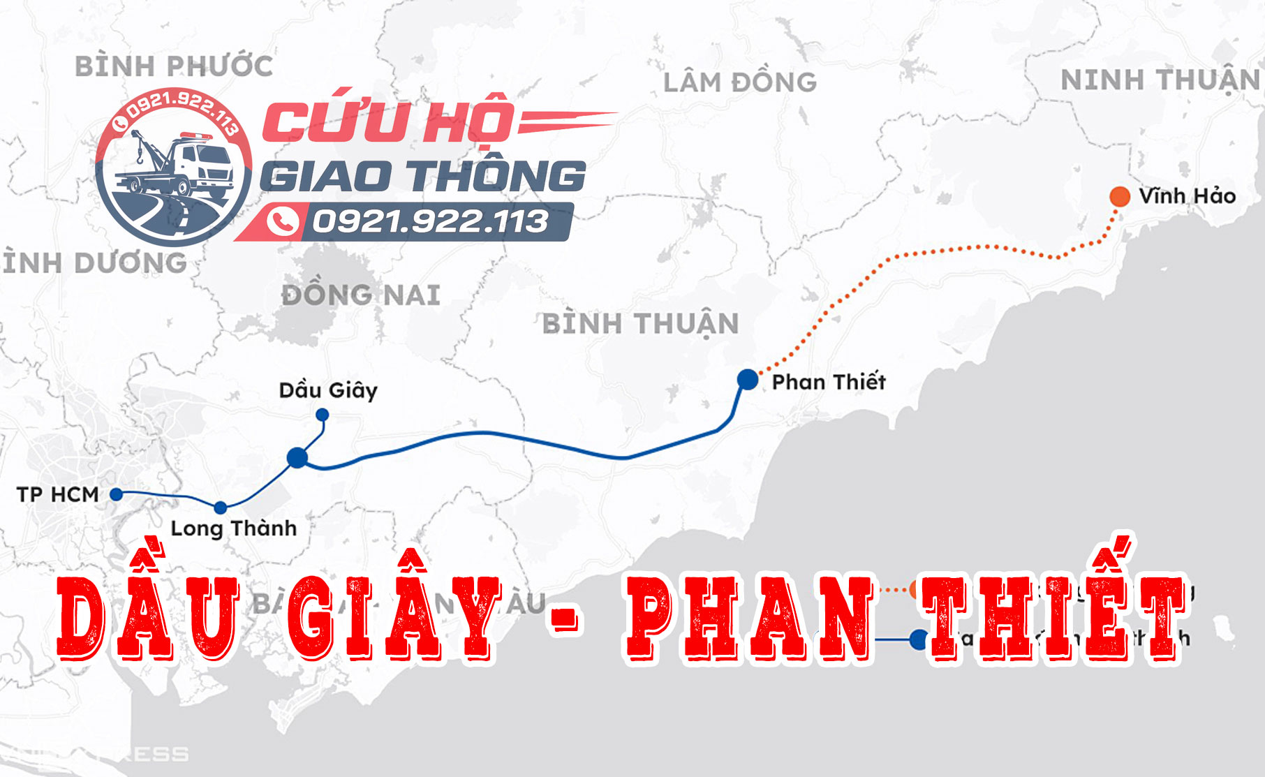 Bản đồ cứu hộ cao tốc Dầu Giây - Phan Thiết