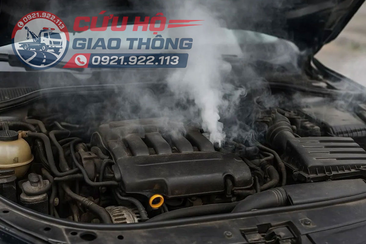 Đội cứu hộ vừa tiếp nhận chiếc xe con bị quá nhiệt đoạn Long Thành