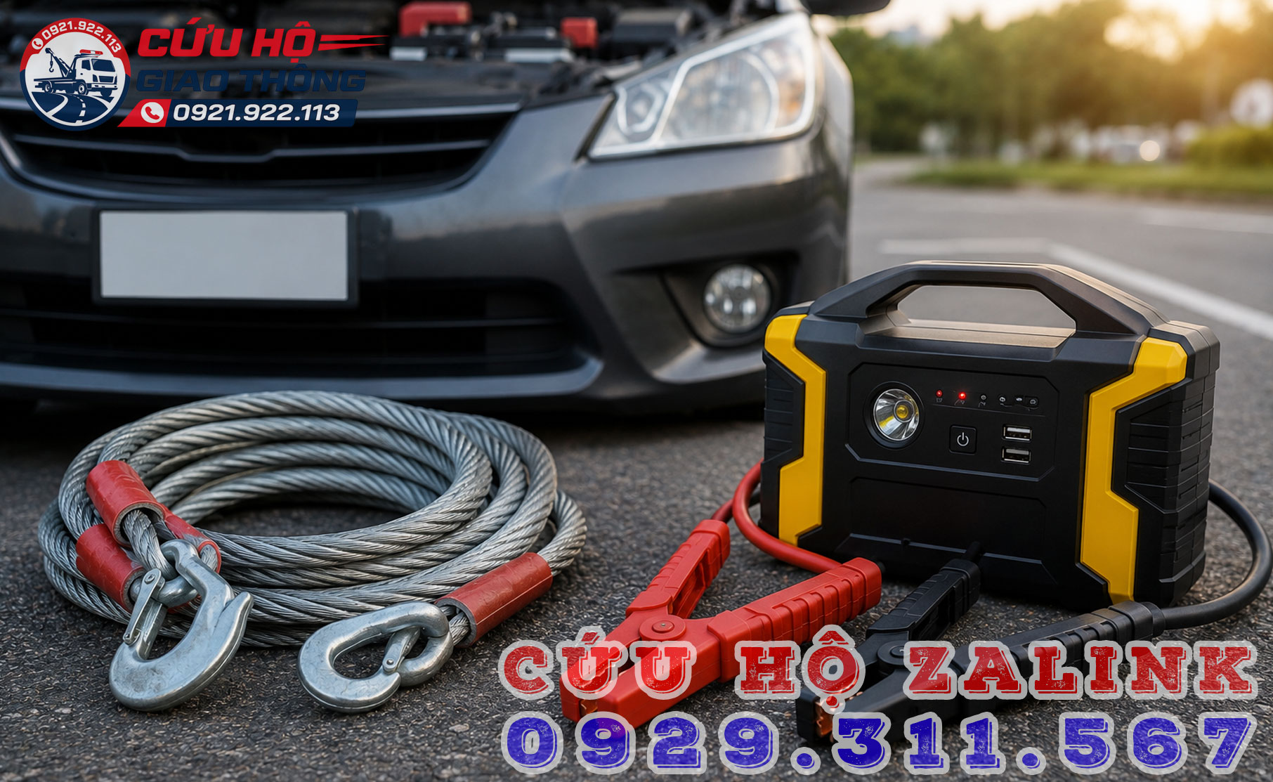 Cáp kéo xe và bộ kích bình lưu động