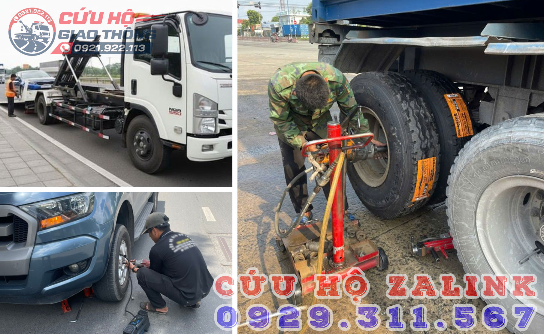 Cứu hộ vá vỏ làm lốp lưu động và kéo xe trên quốc lộ 51