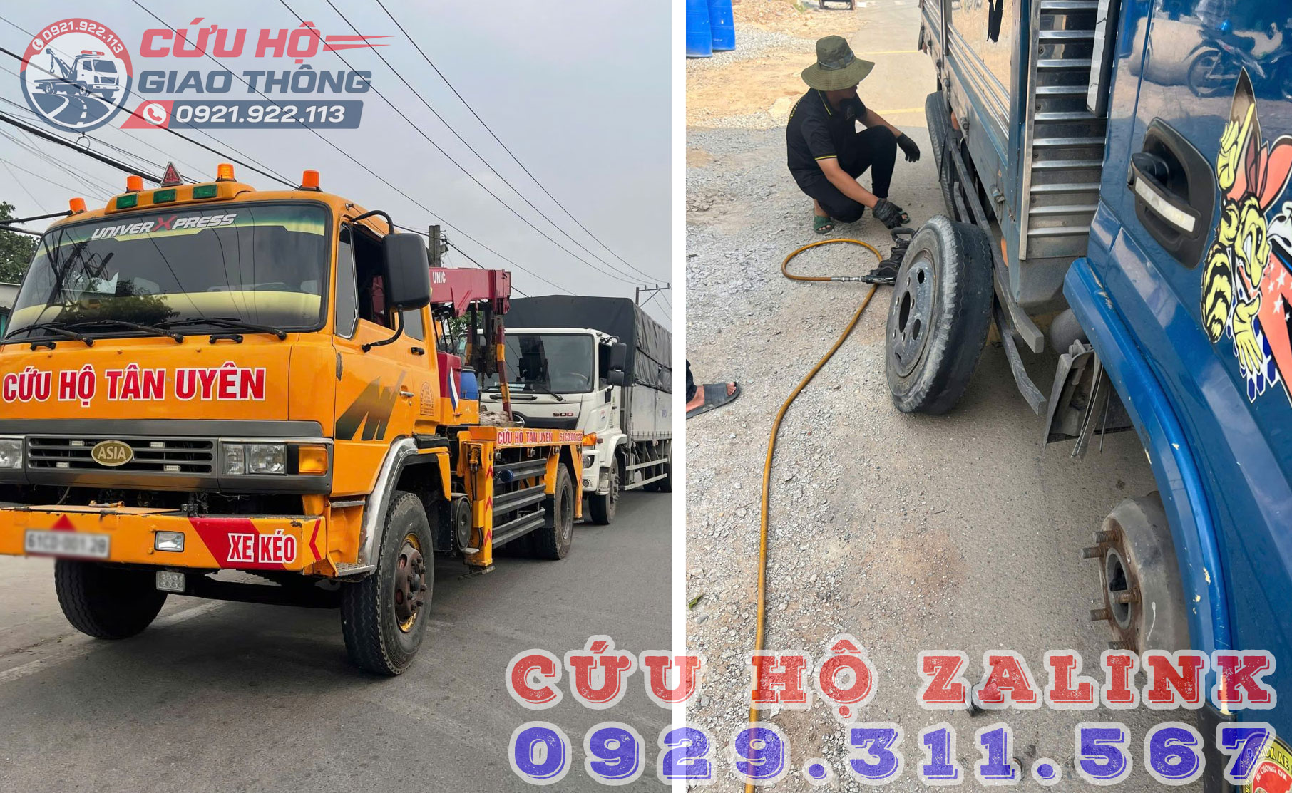 Dịch vụ cứu hộ cẩu kéo xe và vá lốp lưu động dọc quốc lộ 13