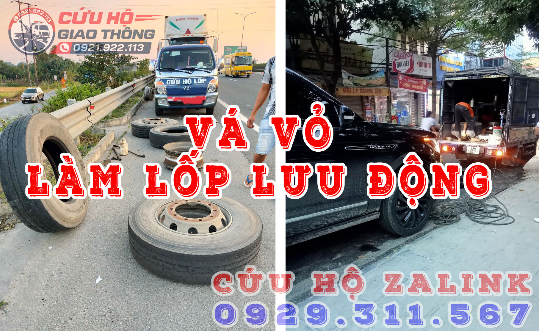 Dịch vụ cứu hộ vá vỏ làm lốp lưu động