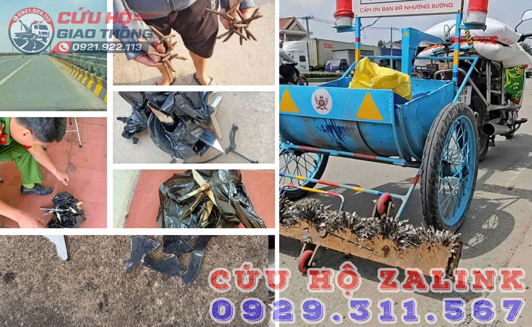Những mẫu đinh được rải trên đường có chủ đích