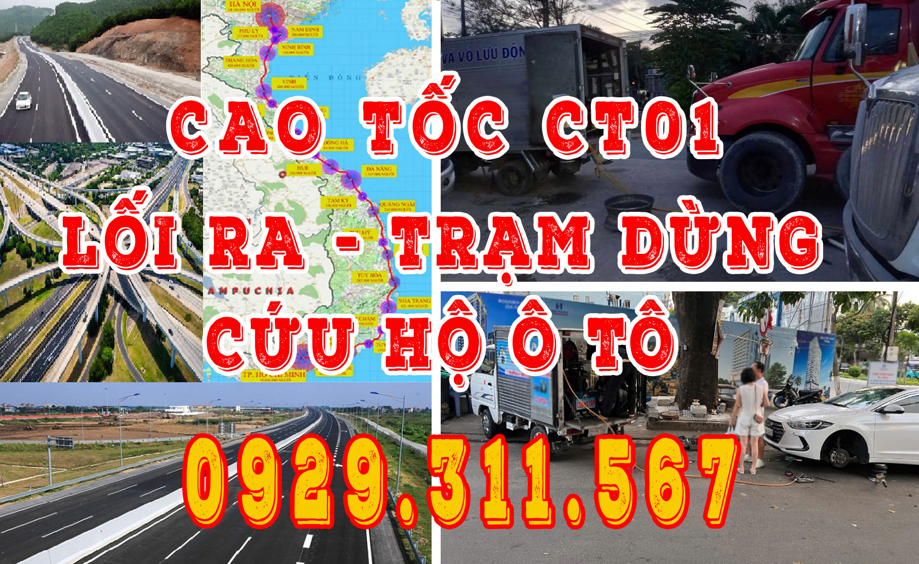 Tổng quan trạm dừng nghỉ, cứu hộ, lối ra cao tốc CT01
