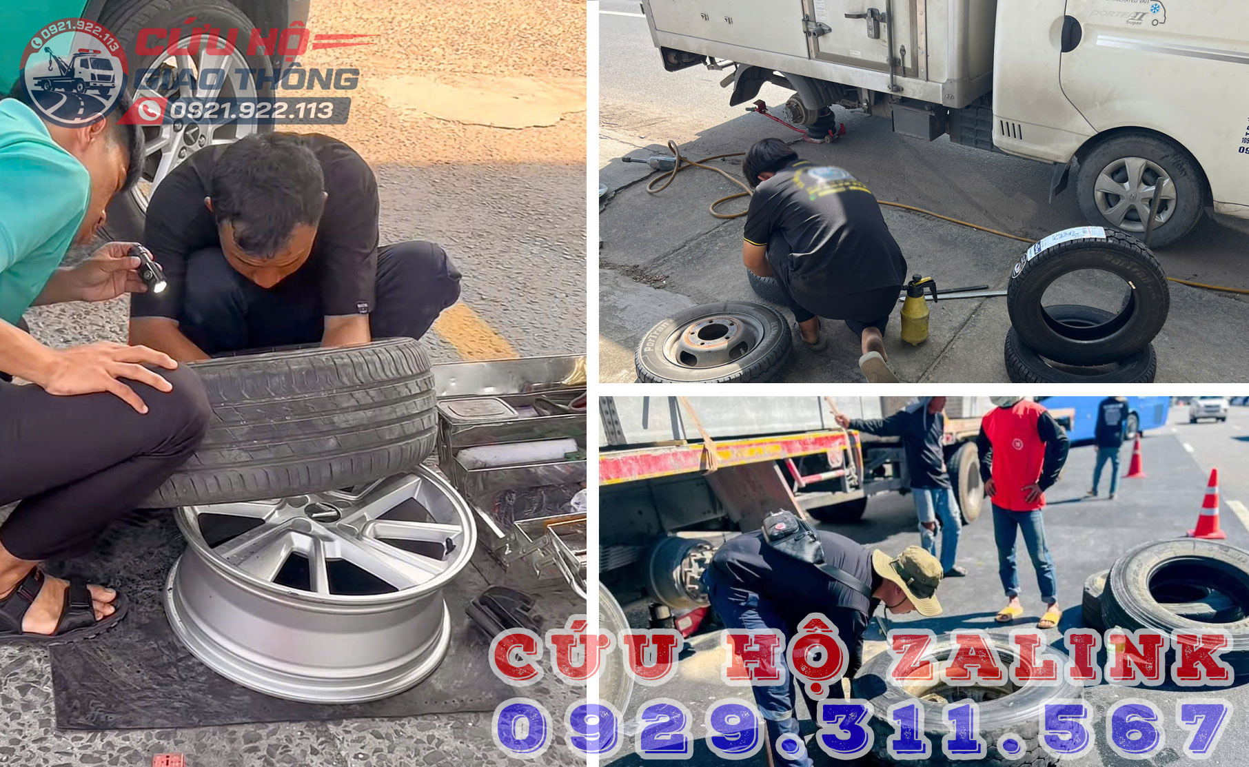 Vá vỏ làm lốp lưu động trên cao tốc Dầu Giây
