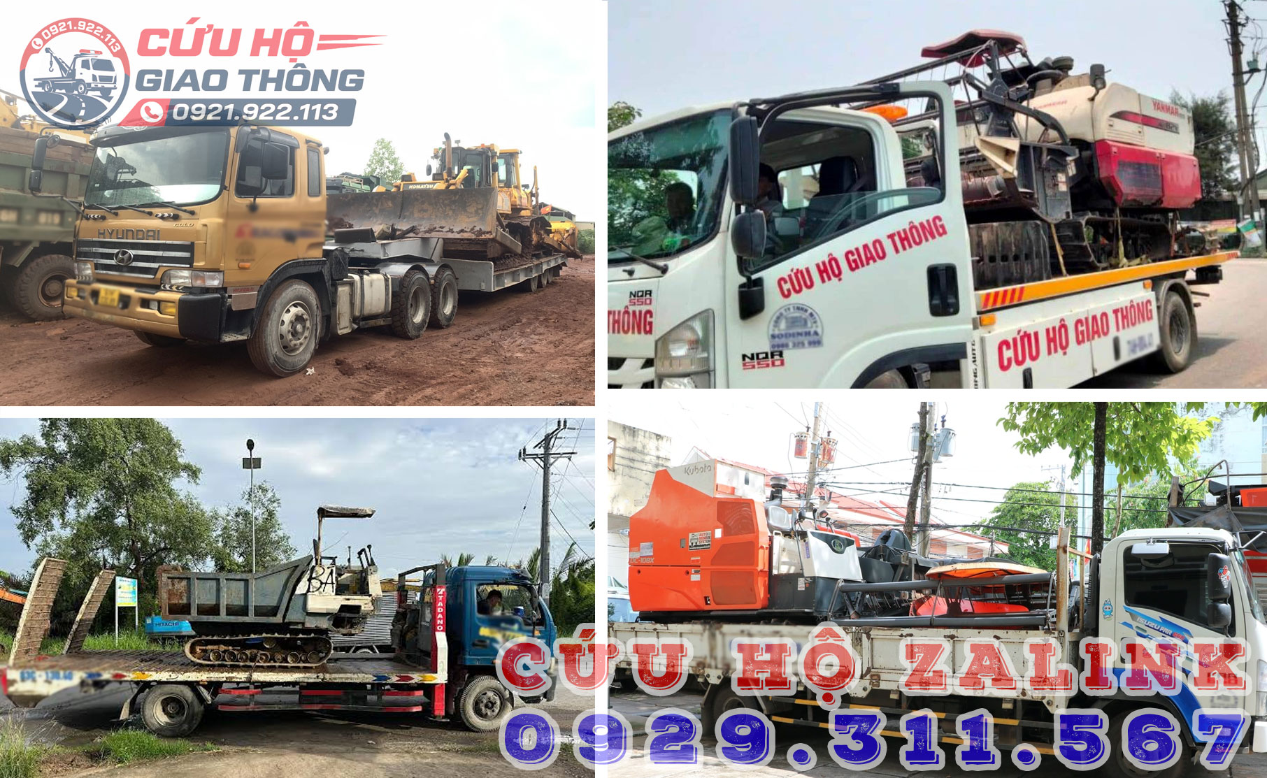 Vận chuyển máy gặt, xe công trình, máy xúc lật